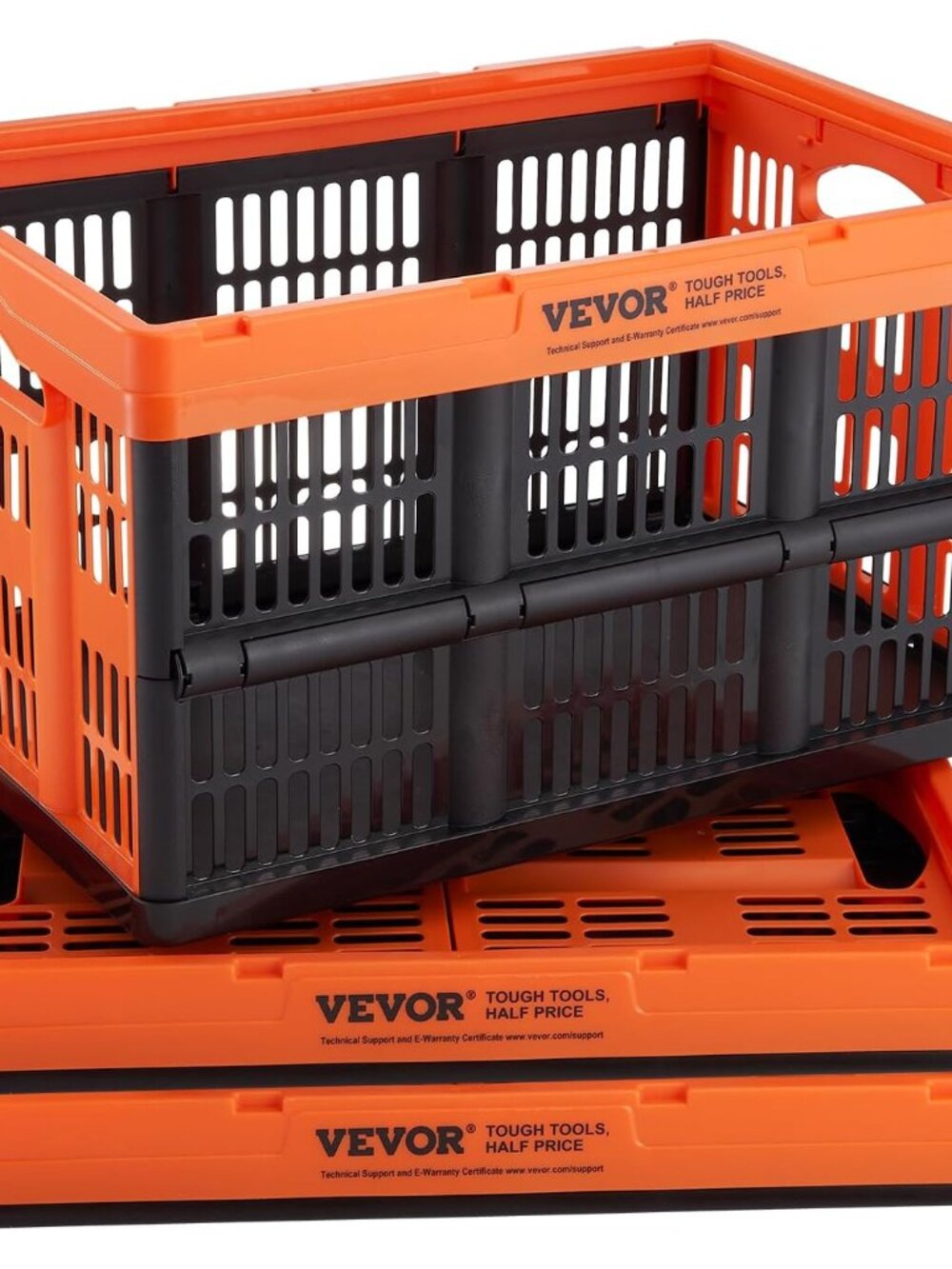 45L Plastic Collapsible Storage Basket 3 Packs, Folding Storage Crate